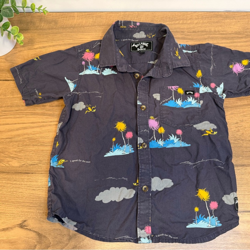 Billabong Dr. Seuss Kids Shirt - Grey with Colorful Print